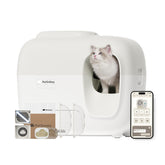 PetSnowy self-cleaning litter box front view demonstrating hands-off maintenance.
