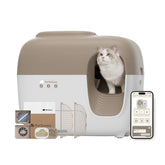 PetSnowy self-cleaning litter box front view highlights sleek design for easy, mess-free maintenance.