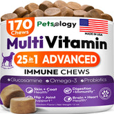 Petsology Dog Multivitamin Chewable Bottle demonstrates convenient daily joint and immune support.