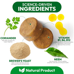 Petsology natural ingredients label on dog pills for chemical free flea tick defense