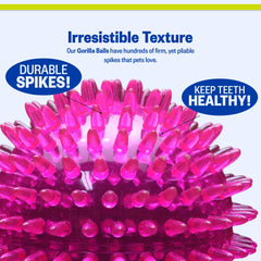 PetSport Gorilla Spiky Ball textured spikes enhance grip for fetch and chew sessions.