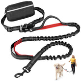 Petstars hands-free dog leash with zipper pouch enables hands-free walking.