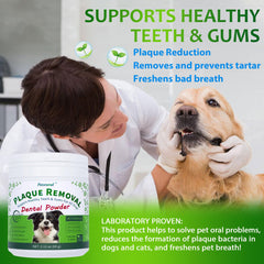 Petstoral dog teeth cleaning scoop shown for easy daily dosing.