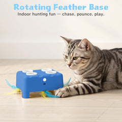 PETSWEET Interactive Cat Toy blue side view—paw-safe entry for curious cats.