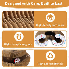 PETSWEET Magic Organ cat scratcher with bell ball track promotes interactive play.