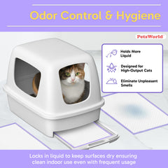 PETSWORLD durable pad highlights moisture-lock layer containing spills.