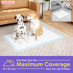 PETSWORLD potty pad adhesive tape option keeps pad in place during pawing, ideal for energetic pets.