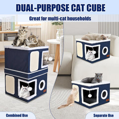 PETTDATE cat house with circular window and hanging ball for interactive play