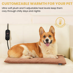 PetTemp heated pet bed with soft plush cover for cozy naps and easy cleaning.