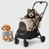 PETTENA foldable pet stroller front view shows sturdy frame for comfortable travel.