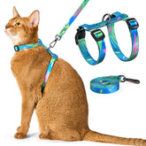 PetThem cat harness Hawaii Green front view highlighting escape-proof wrap
