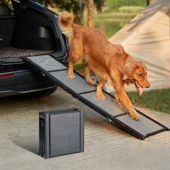 PetThem Dog Ramp aluminum frame delivers secure entry for large dogs.
