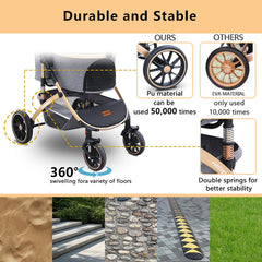 Pettingzoo detachable pet carrier allows easy transfer between stroller and car.