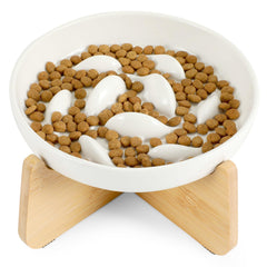 PETTOM slow feeder cat bowl with stand elevates feeding posture for comfortable digestion