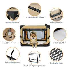 Pettycare 30in collapsible dog crate front doors enable easy access during travel or at home.
