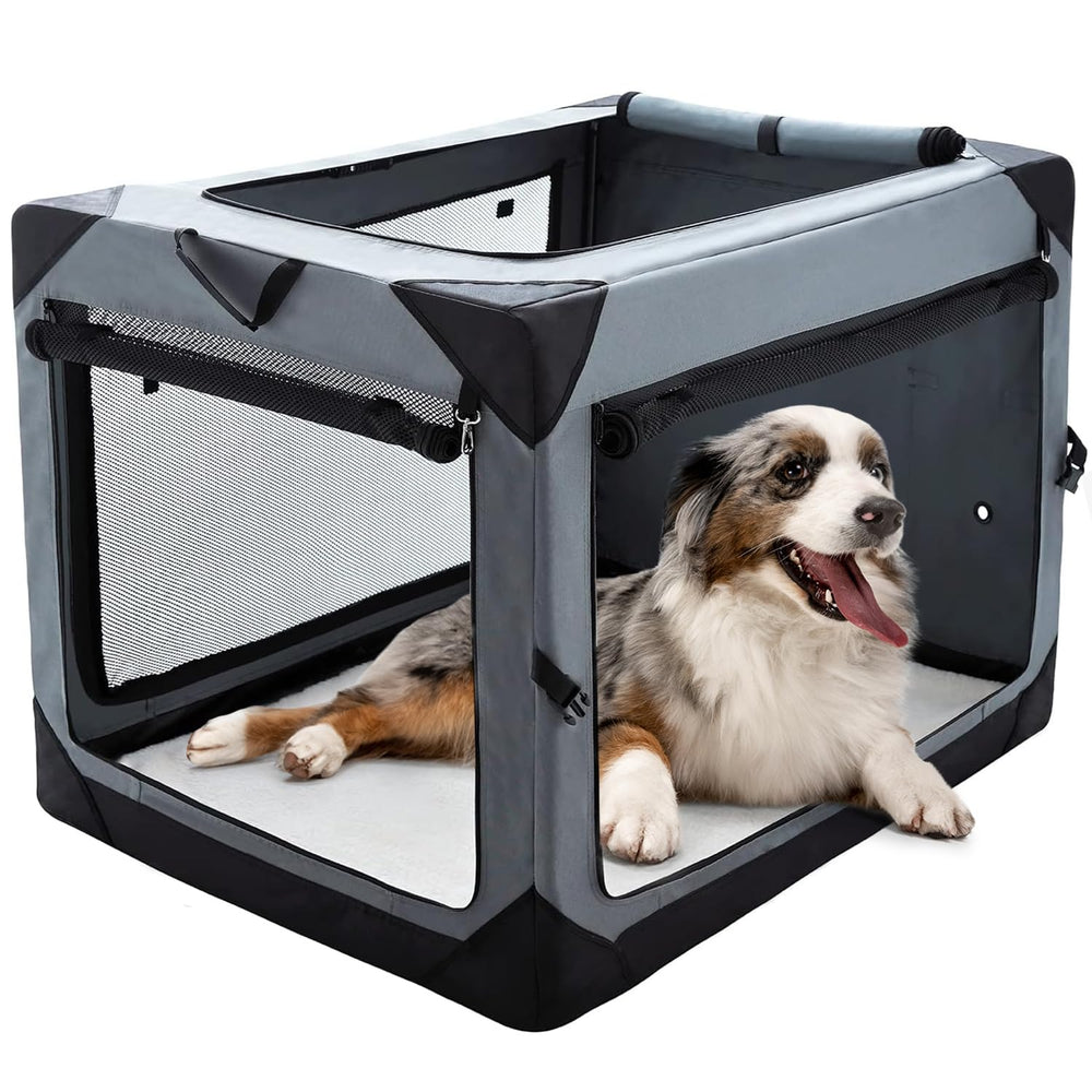 Pettycare 36-inch collapsible crate front view with breathable mesh for ventilation.