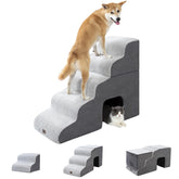 Pettycare dog stairs 5-steps grey with wide, stable treads for easy bed access