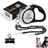 PetVest dual retractable leash setup shows two dogs walking with detachable single-leash option