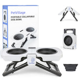 Petvillage foldable dog bowls stand closed for compact travel storage.