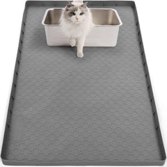 Petvolve Litter Box Mat with grid-pattern surface reduces scatter and protects floors
