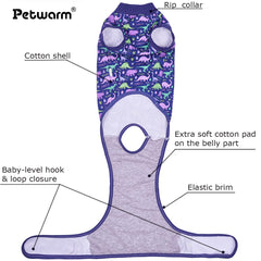 PetWarm recovery suit shows adjustable back length for a perfect fit.