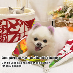 Petxing ramen noodle bed closeup faux fur detail conveys ultra-soft texture.