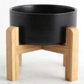 Petygooing black elevated bowl with wood stand for small dogs