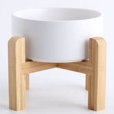Petygooing white elevated ceramic bowl with stand for pets, reducing neck strain during meals