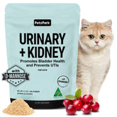 Petz Park urinary-kidney powder bottle for cats supports urinary health and kidney function.