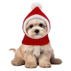 PEUTIER Santa dog-cat hat red hat front-view shows festive style and cozy warmth.