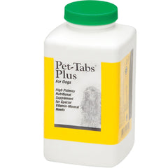 Pfizer Pet-Tabs Plus for Dogs tablet pack—palatable vitamins for active dogs' daily nutrition.