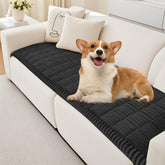 PHOPHO couch cover in dark-gray plush fabric provides pet-friendly comfort and sofa protection.