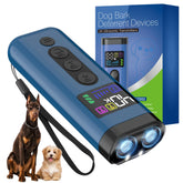 Phzibor dog bark deterrent device front view, compact blue design for easy handling during walks.