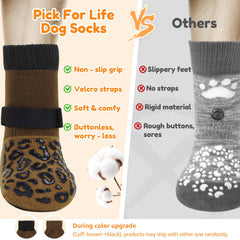 PICK FOR LIFE dog socks velcro strap detail for secure fit