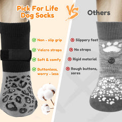 PICK FOR LIFE Non Slip Dog Socks velcro strap for easy fitting.