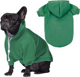 PICKUPIK Green Dog Hoodie front view shows warm fleece for chilly-day comfort.