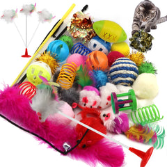 PietyPet 32-piece cat toys kit promotes indoor play for curious cats.