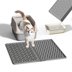 Pieviev cat litter box mat 24x17 traps litter and keeps floors clean.