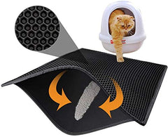 Pieviev cat litter mat double-layer design traps litter and protects floors