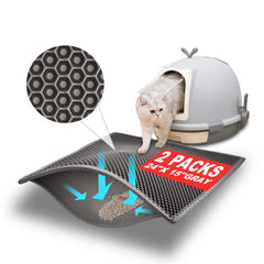 Pieviev cat litter mat double-layer front view captures litter for easy cleanup