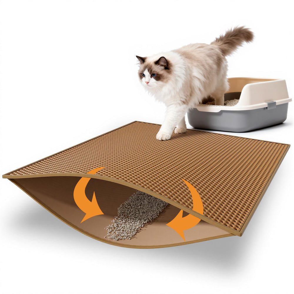 Pieviev cat litter mat double-layer design traps litter and reduces tracking.