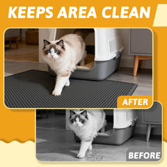 Pieviev cat litter mat waterproof bottom demonstrates urine containment and floor protection