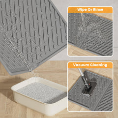 Pieviev waterproof cat litter mat protects floors from urine and moisture.