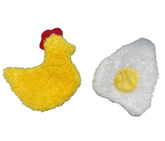 Piggy Poo and Crew chicken-egg crinkle squeaker pack demonstrates engaging texture for puppies.