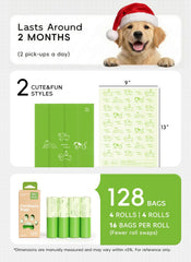Pikoto dog poop bags roll showing easy-peel sticker for quick access.