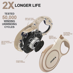 Pina leash with heavy-duty ABS body and rust-proof swivel hook for lasting reliability.