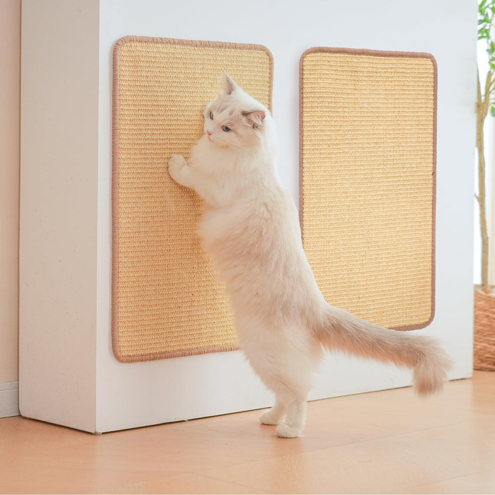 pingping-go 2pack cat scratching mat beige wide view protects sofas from claws.