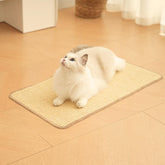 pingping-go cat scratch mat natural sisal beige front view showing protective surface