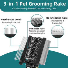 PINKIELINK 3-in-1 dematting comb with 17 teeth detangles