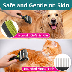 PINKIELINK 3-in-1 deshedding brush 87 teeth removes loose fur